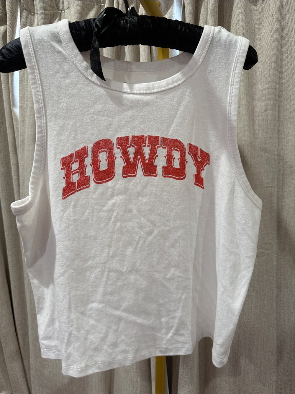 Zoe + Liv White Tank Top with Red HOWDY Graphic